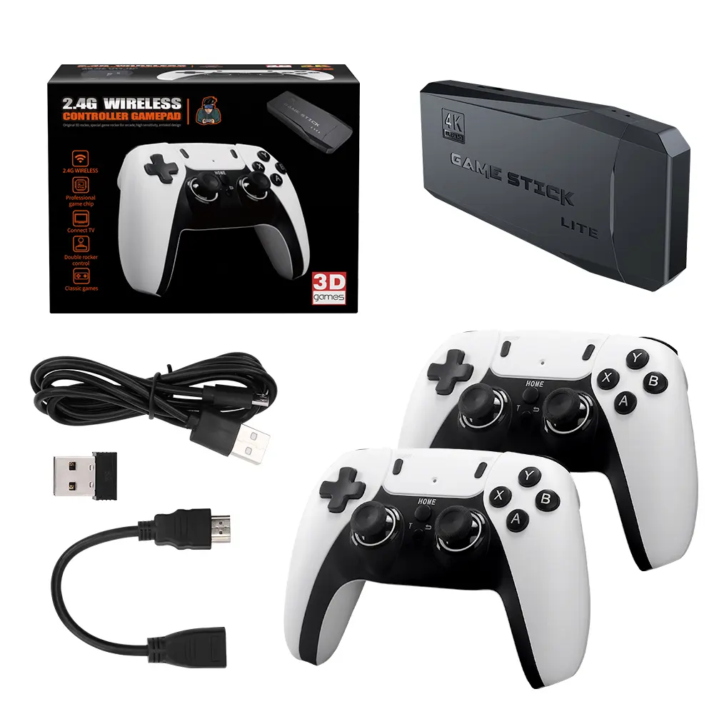Nieuwste Home Game Stick M8 Pro Gaming Console 64Gb Hd Output Met Draadloze Dual Controller Retro Video Game