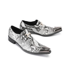 Chaussures Oxford habillées pour hommes en cuir véritable, à bout pointu, motif <span class=keywords><strong>serpent</strong></span> colorblock, style business, basses, à enfiler, avec semelle extérieure en caoutchouc surélevée - Product Image 5