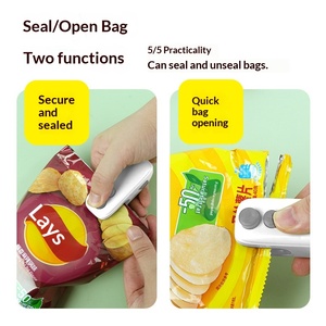Scelleuse de sacs USB tout-en-un avec dos magnétique et coupe-sac coulissant, boutons de scellage et de découpe, fermeture thermique portable pour sacs à collation - Product Image 2