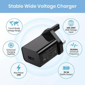 HYTO 5V 2A 10W USB Plug Adapter <strong>UK</strong> USB Charger Plug 100-240V Input USB Power Plug For Mobile Phone - Product Image 3