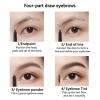 Crayon à sourcils 3 en 1, poudre à sourcils et pinceau, waterproof, 4 teintes, logo personnalisé, cosmétiques en gros