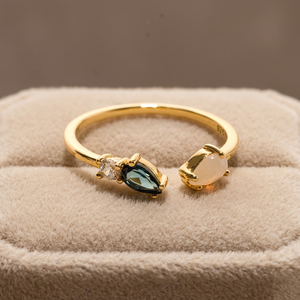 Handcrafted Certified Sterling Silver 14K Gold Plated Pink <b>Opal</b> Bezel Set Trendy Unisex Party <b>Ring</b> Thailand Factory Fine - Product Image 3