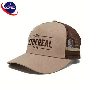 Casquette de baseball ajustée en tissu de coton personnalisé QZFSO pour homme, style sport, course à pied, avec 5 panneaux en maille, broderie, protection solaire, type trucker - Product Image 1