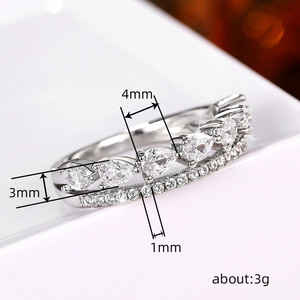 Anello di fidanzamento classico a doppio strato a forma di goccia da donna, stile coreano, minimalista, elegante, alla moda, impilabile, accessorio per gioielli da dito - Product Image 4