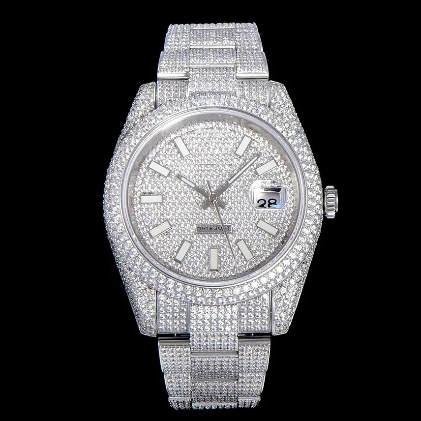 Oem Lichtgevende Duiker Horloge Waterdicht 41Mm Tw Fabriek Eta 2824 Beweging 904l Staal Saffier Sterrenijs Diamant Horloge