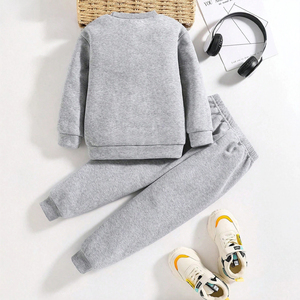 Ensemble de vêtements gris pour petits garçons, style streetwear, sweat-shirt imprimé de dessins animés et pantalon de jogging ample, <span class=keywords><strong>tenue</strong></span> décontractée pour enfants - Product Image 2