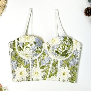 Corsé Floral de encaje verde para mujer, lencería Floral, corsé tetonoso, corpiño, sujetador superior Fairycore - Product Image 2