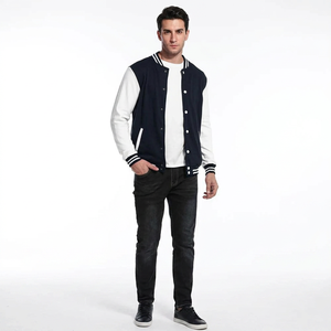 College <b>Baseball</b> <b>jacket</b> <b>for</b> <b>men</b> designed in classic varsity style with soft wool body and leather sleeves - Product Image 1