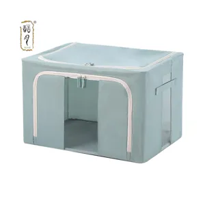 KUYUE Clothes Storage Boxes Foldable Moisture-Proof Dustproof Stackable with Steel Frame Double Opening Storage Bins
