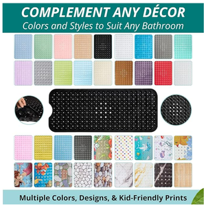 Tapis de bain 40x16 pouces extra long antidérapant pour <span class=keywords><strong>baignoire</strong></span> et <span class=keywords><strong>douche</strong></span> avec ventouses - Noir - Product Image 6