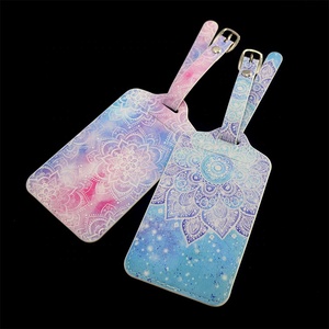 Étiquettes de bagages en cuir à motifs arc-en-ciel colorés, impression numérique personnalisée, pour <span class=keywords><strong>voyage</strong></span>, vente en gros - Product Image 3
