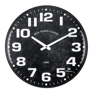 Old Town <b>Clock</b> <b>40cm</b> Black <b>Wall</b> <b>Clock</b> Justaminute 1863 Design Metal Frame - Product Image 2