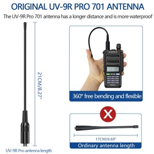 Radio bidirectionnelle longue portée VHF/UHF UV-9R Pro, 128 canaux, 5W, batterie 2200mAh, anglais, 12.5/25kHz, étanche IPX-8 - Product Image 3