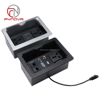 Universal Type C Flip Power Strip Câble noir Cubby Box Quatre œillets Lan Conférence Socket 16A/10A Courant nominal US Plug