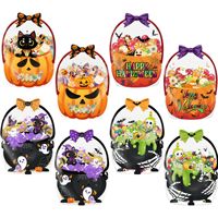 Sac à bonbons Halloween réutilisable avec poignée, idéal pour les enfants, pour la collecte de friandises, emballage cadeau, sac en plastique vide, vente en gros
