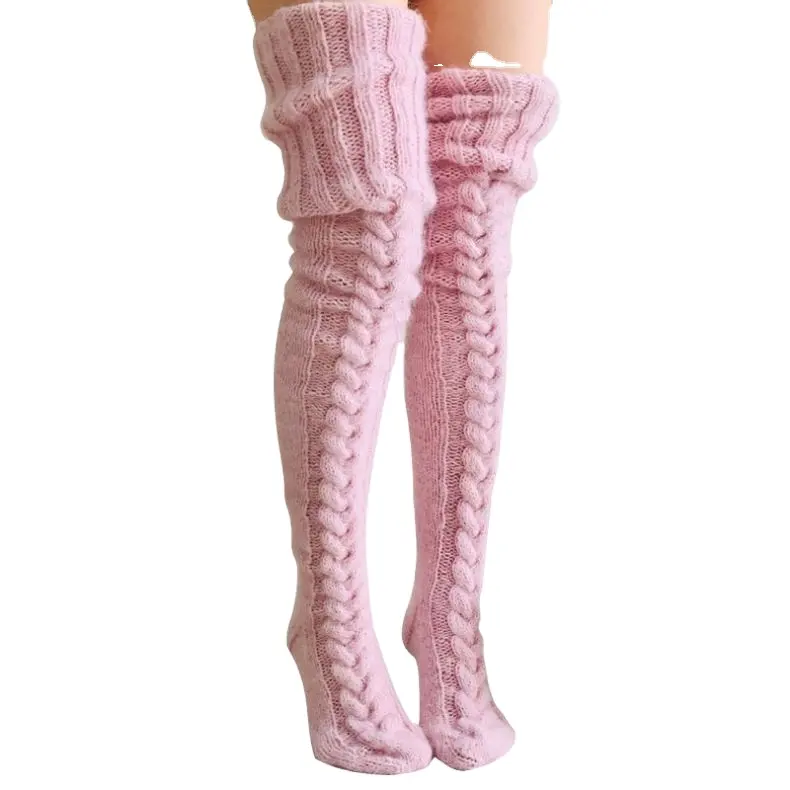 Winter Leg Warmers Thigh High Socks Over The Knee Knitted Slouch Socks For Women