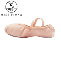 Chaussons de danse ballerine roses personnalisés avec logo, semelle fendue, soutien de la voûte plantaire, en toile extensible, pour débutantes, enfants et filles, tailles 22-43