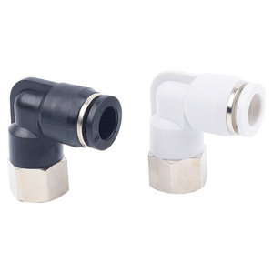 Conector Neumático en Forma de L de Wentai, Plástico Negro y Blanco, Niquelado, Rosca de Cobre, Ángulo Recto de 90 Grados - Product Image 1