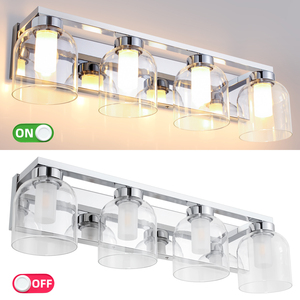 Applique murale moderne de luxe pour salle de bain, finition chrome argenté, abat-jour créatif en verre double transparent, pour hôtel et maison - Product Image 4