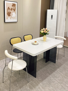 Mesa de comedor de placa de roca acrílica de lujo moderno diseño <span class=keywords><strong>colgante</strong></span> Rectangular blanco puro para cocina o uso en Hotel/Villa - Product Image 4
