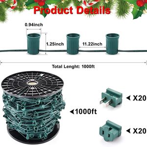 Commercial C9 Christmas <b>LED</b> 1000FT 12" Spacing 1000pcs Socket C9 <b>Light</b> Spool SPT-1 <b>Light</b> 18awg <b>Wire</b> C9 Christmas <b>Light</b> Spools - Product Image 3