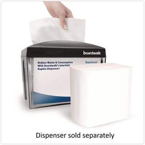 Boardwalk BWK6000INTW 6.3 pulgadas. X 8.5 Pulgadas Servilletas Interplegadas de 1 Capa - Blancas (12/Caja) Material de Papel - Product Image 3