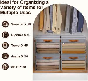Lot de 4 bacs de rangement cubiques avec couvercles, fenêtre transparente et poignées – Organisateur de vêtements minimaliste pour armoire et rangement domestique - Product Image 3