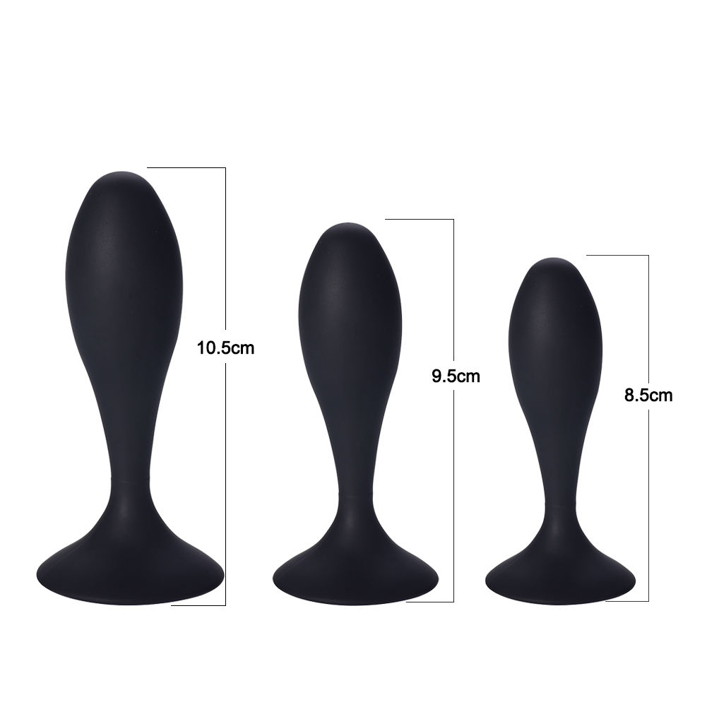 Os brinquedos do sexo anal do silicone molham da tomada anal da extremidade do Massager do preto do projeto da gota o grupo anal da tomada