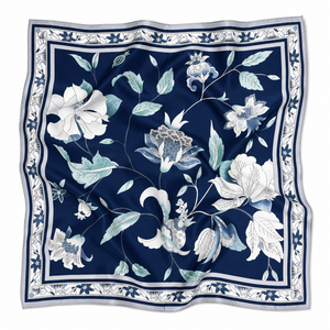 Écharpe 100% <span class=keywords><strong>soie</strong></span> <span class=keywords><strong>de</strong></span> mûrier <span class=keywords><strong>bleu</strong></span> <span class=keywords><strong>marine</strong></span>, personnalisée, 50*50cm, impression <span class=keywords><strong>de</strong></span> motifs, écharpes carrées en <span class=keywords><strong>soie</strong></span> pour femmes, écharpes en <span class=keywords><strong>soie</strong></span> personnalisées - Product Image 1