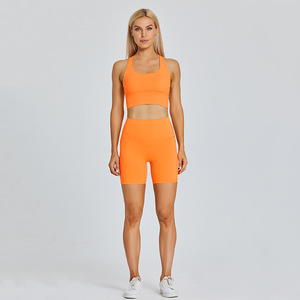 SHINBENE HI CLOUD – tenue d'entraînement pour femmes, ensemble 2 pièces short cycliste et soutien-gorge de <span class=keywords><strong>sport</strong></span>, Gym, Fitness - Product Image 6