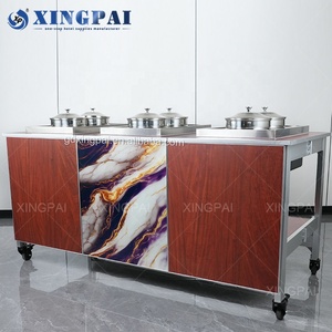 XINGPAI Commercial Catering Equipment Modern Rectangle <strong>Buffet</strong> Station Luxury High Quality Sapele Wood <strong>Buffet</strong> <strong>Table</strong> - Product Image 6