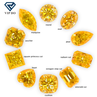 4.5*4.5-8*8mm Asscher Cut Placage Or Jaune Lâche Moissanite Diamant Vif Jaune Couleur Moissanite Gemmes pour Bijoux