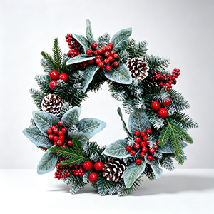 <span class=keywords><strong>Couronne</strong></span> <span class=keywords><strong>de</strong></span> Noël élégante en PVC <span class=keywords><strong>de</strong></span> 40 cm avec boules et rotin, écologique, imperméable, décoration intérieure - Product Image 4
