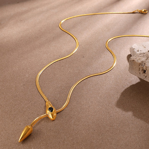 Collar con cabeza de serpiente, colgante largo de acero inoxidable, joyería de moda unisex, diseño irregular con forma de animal, XL819 - Product Image 2
