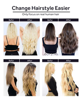 Extensions de cheveux humains Remy de qualité salon supérieure, trame papillon invisible à micro-perles, double tirage