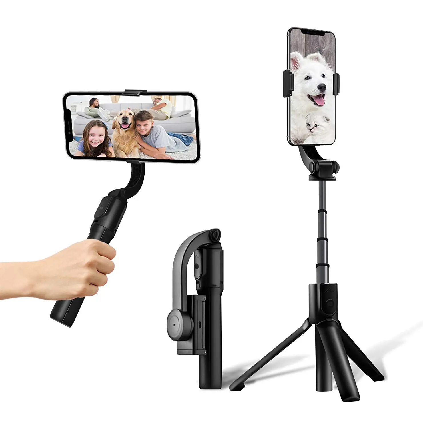 Selfie Stick Mini Extendable Handheld Selfie Stick with Wireless Remote Mobile Gimbal Phone Holder with Lightweight Design
