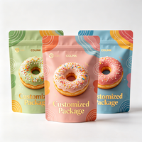 Sachet souple personnalisé imprimé refermable avec fermeture éclair, qualité alimentaire, pour boulangerie, snacks, vente en gros et au détail