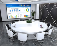 Table de conférence de bureau moderne et minimaliste avec gestion des câbles, idéale pour salle de réunion