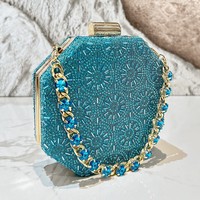 Pochette de Soirée de Luxe en Strass Cristal pour Femme, Mini Sac à Main Bleu en Forme de Boîte avec Chaîne, Sac Bandoulière pour Mariage, Fête, Bal de Promo, Dîner