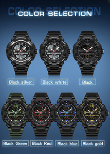 Montre analogique-numérique tactique pour homme, aiguilles squelette, double fuseau horaire, heure mondiale, calendrier, montre-bracelet sport - Product Image 4