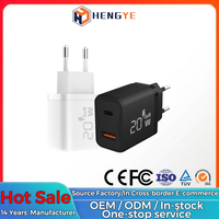 Adaptateur secteur portable Type-C 20W PD, chargeur rapide USB-C, chargeur mural certifié 3C, chargeur USB-C PD OEM Europe