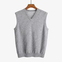 Pull-over en cachemire 100% pour homme, anti-rides, tricoté, col en V, manches longues, uni, standard, chaud, pour l'automne
