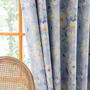 <span class=keywords><strong>Tende</strong></span> americane con stampa floreale in poliestere effetto acquerello azzurro chiaro per soggiorno, camera da letto e decorazioni per la casa - Product Image 4