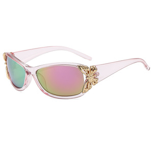Lunettes de soleil papillon pour femmes, monture noire en PC, protection UV400, lunettes de soleil tendance - Product Image 2