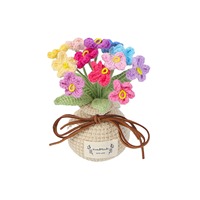 Dekorasi rumah buket bunga rajut buatan Natal bunga palsu anyam benang wol Forget-me-not tanaman pot