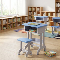 Ensemble de mobilier scolaire ergonomique et confortable en plastique durable, design personnalisé, moderne et écologique, comprenant un bureau et une chaise pour salle de classe