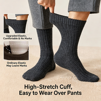 Chaussettes en laine côtelées pour homme, 98% de laine, chaussettes d'hiver pour affaires