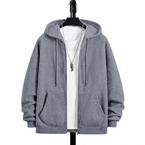 Sudadera con Capucha y Cierre para Hombre, Corte Regular, Color Sólido, Algodón French Terry, Informal, para Otoño, con Bolsillo, Manga Larga - Product Image 4