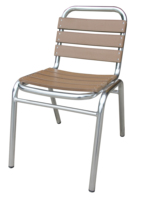 Empilable Plastique Bois Extérieur Intérieur Anodisé Finition Patio Salle À Manger Aluminium Chaise En Bois