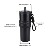 Vaso Térmico Personalizado al por Mayor de 24oz, Doble Pared, Acero Inoxidable 316, Aislamiento al Vacío, para Café Frío o Caliente, con Pajita, para Deportes y Gimnasio